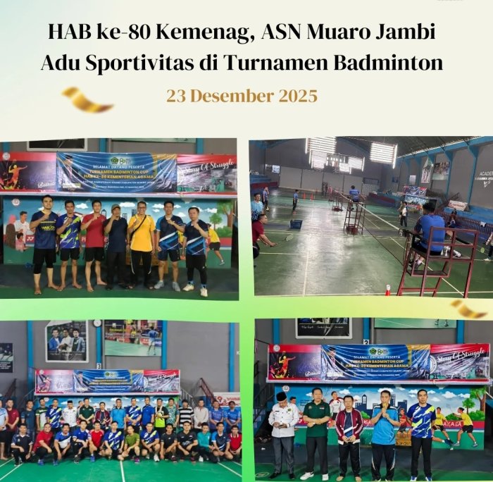 Guru MTsN 3 Muaro Jambi Turut Ambil Bagian dalam Turnamen Badminton HAB ke-80 Kemenag