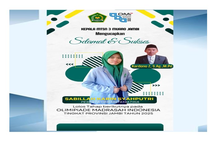 Siswi MTsN 3 Muaro Jambi Raih Juara OMI Kabupaten dan Lanjut ke Tingkat Provinsi