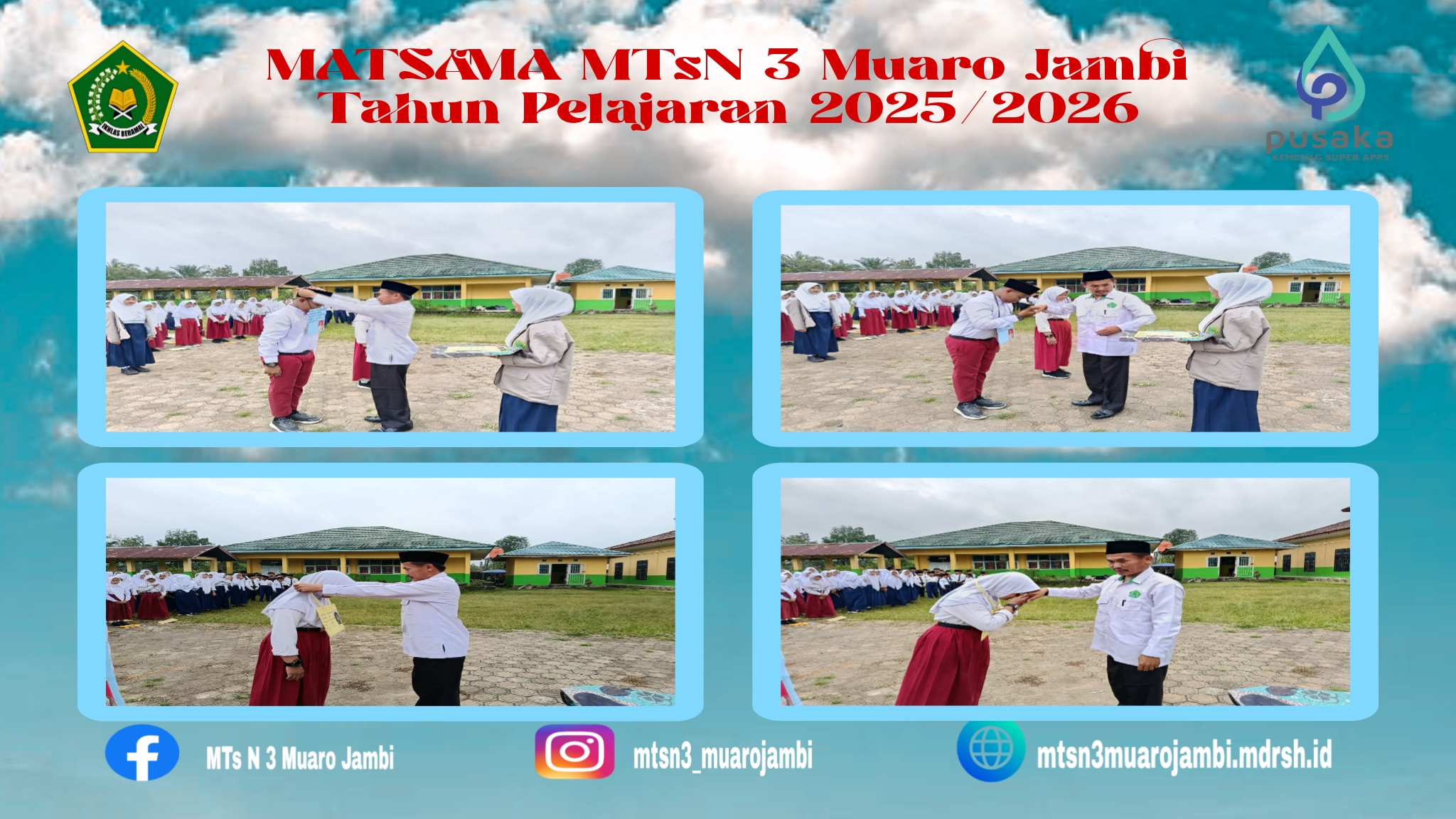 PEMBUKAAN MATSAMA MTsN 3 MUARO JAMBI DIMULAI DENGAN PENGALUNGAN ID CARD OLEH KEPALA MADRASAH