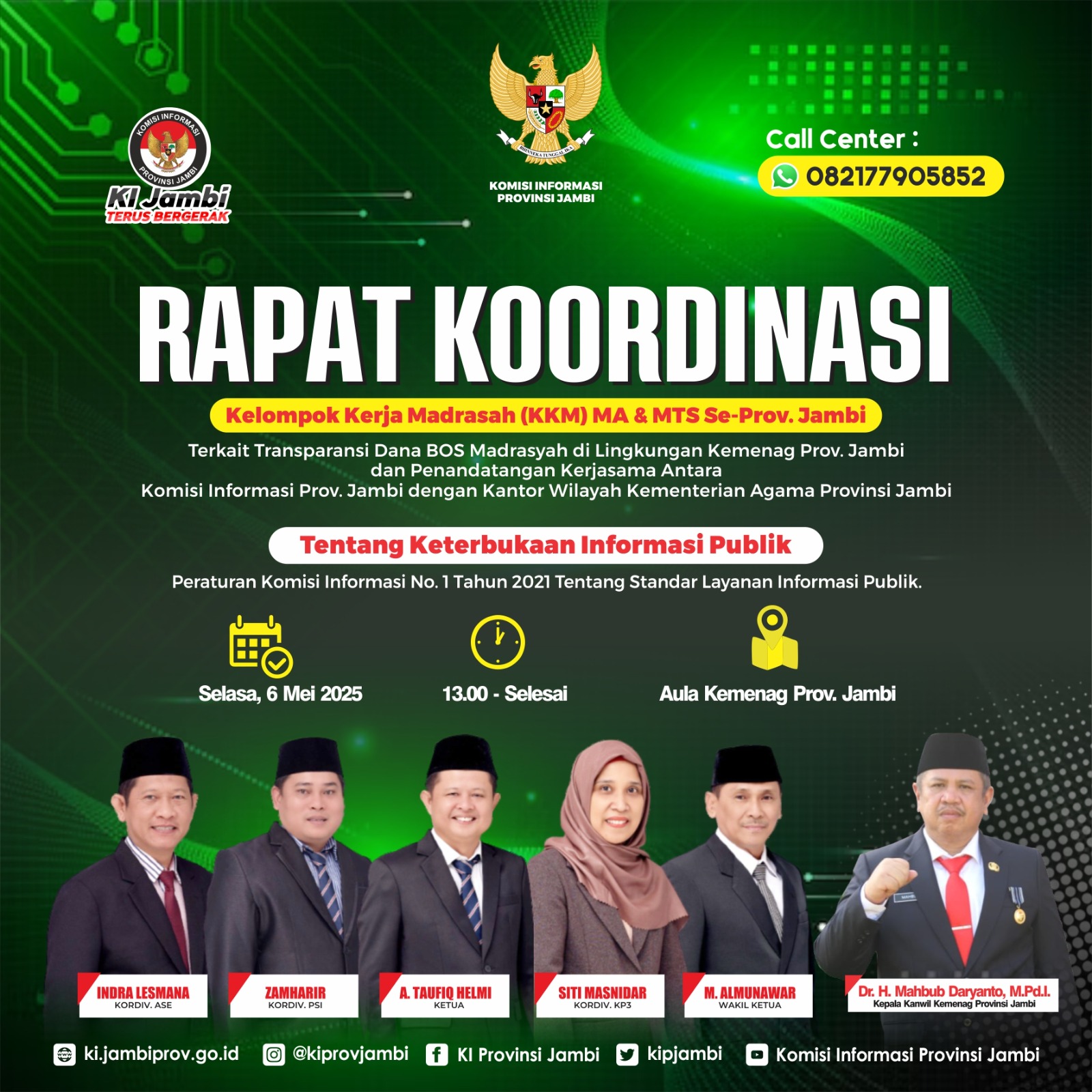 Kepala MTsN 3 Muaro Jambi, Bapak Kardono Z., S.Ag., M.Pd., Hadiri Undangan Rakor KKM MA dan MTs se-Provinsi Jambi