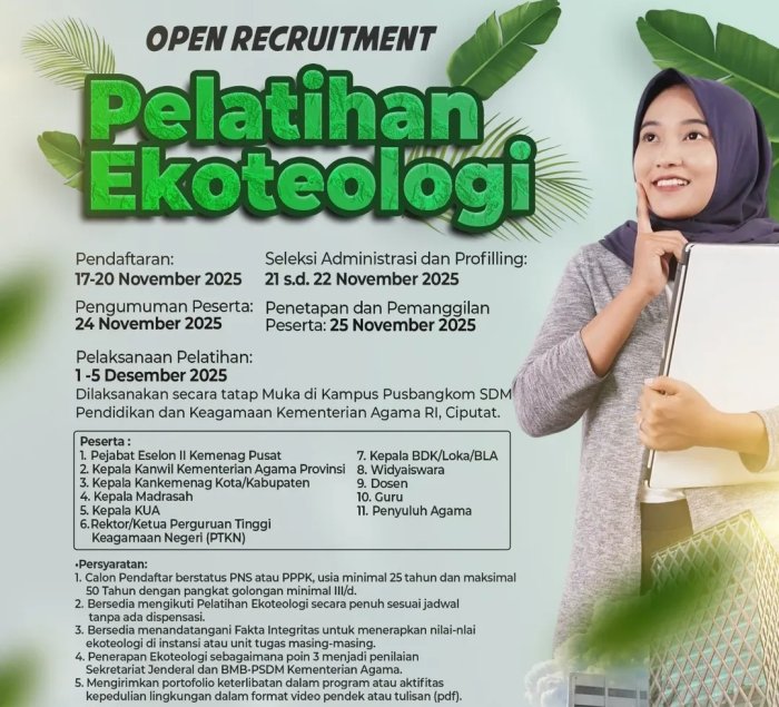 FYI : Telah di Buka Pendaftaran Pelatihan Ekotologi