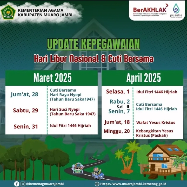 Update Kepegawaian: Jadwal Hari Libur Nasional dan Cuti Bersama Maret-April 2025