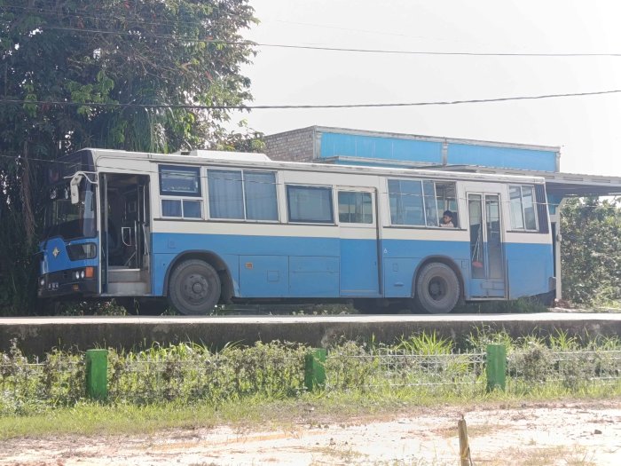 Siswa MTsN 3 Muaro Jambi Manfaatkan Bus untuk Berangkat ke Madrasah, Disiplin Standby di Tempat Menunggu