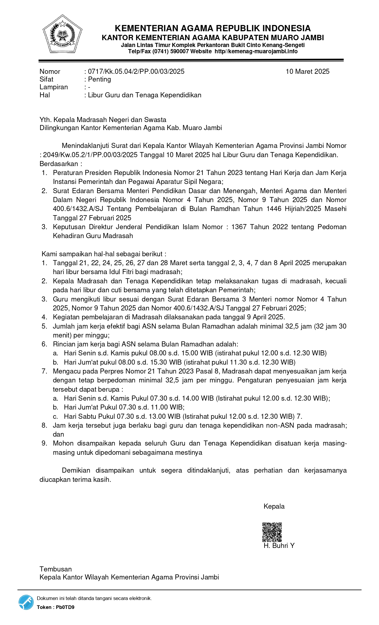 LIBUR HARI RAYA IDUL FITRI 1446 H BAGI GURU DAN TENAGA KEPENDIDIKAN